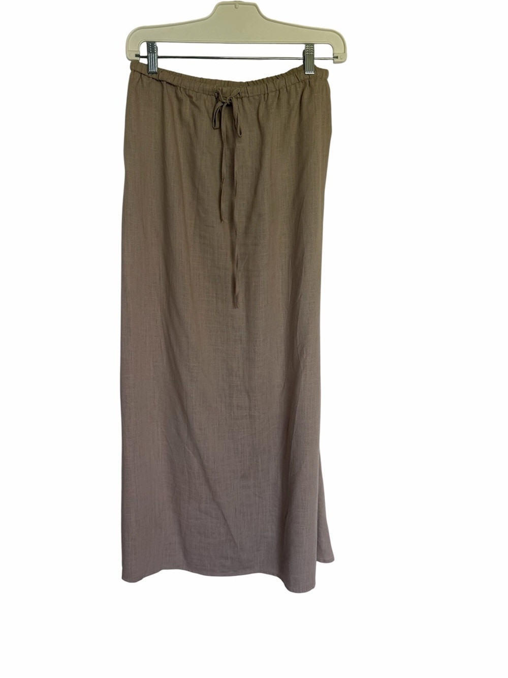 SHEIN Beige Taupe Linen Blend Drawstring Maxi Skirt Size M